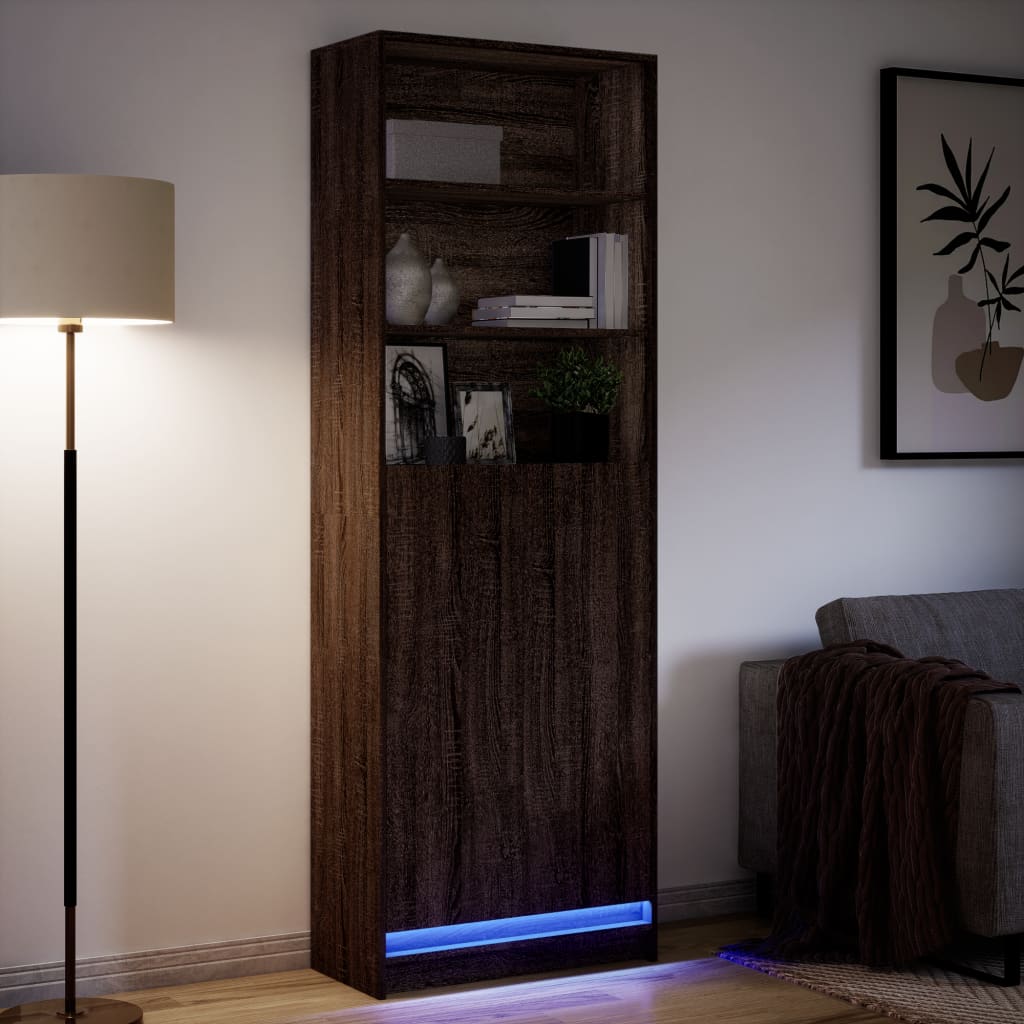Skåp Brun Ek med LEDs 69x32,5x200 cm
