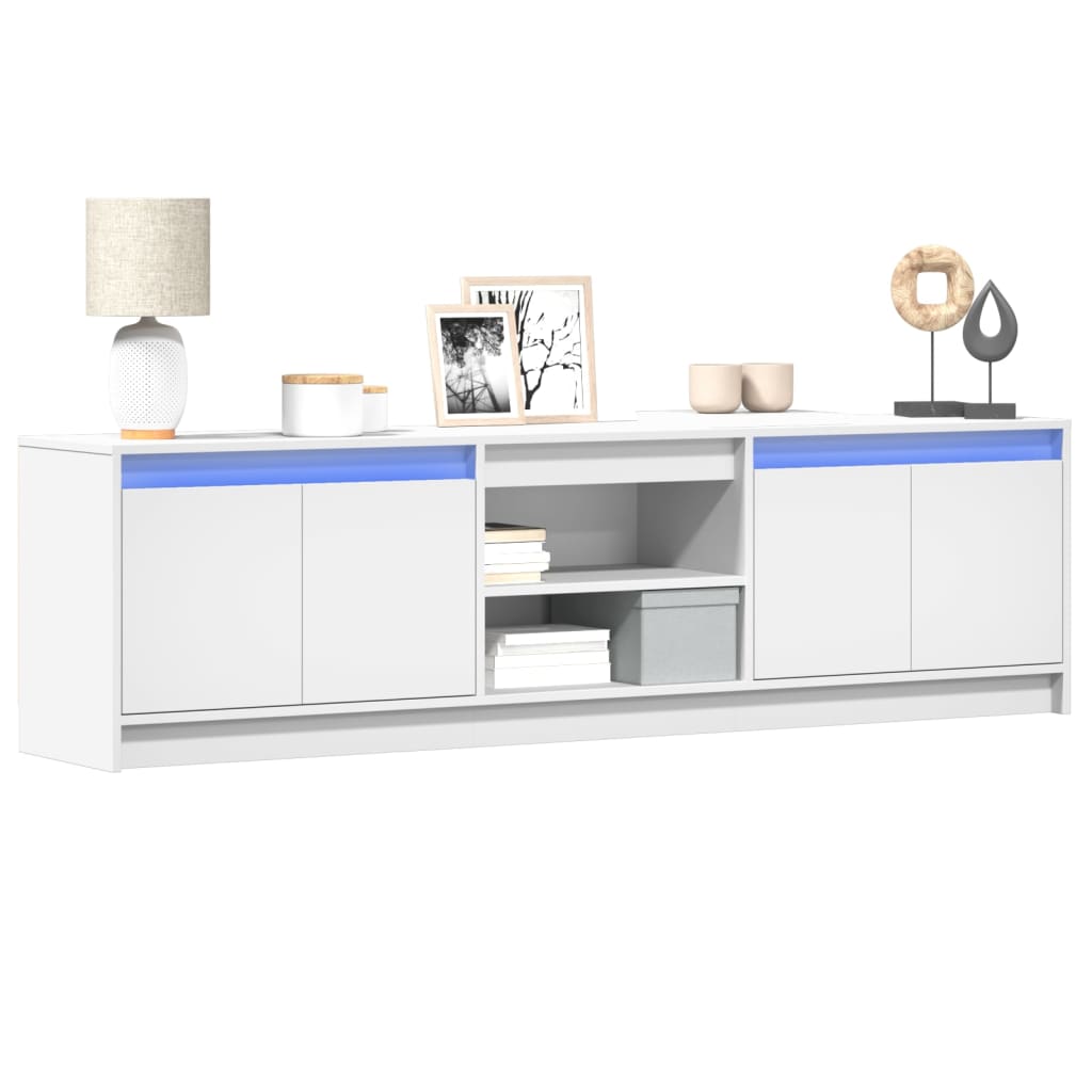 TV-Möbel Vit TV-Bänk LED 180x34x50 cm