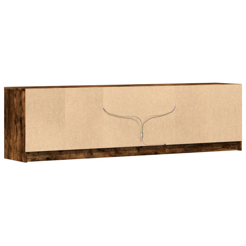 TV-Möbel Rökfargad Ek TV-Bänk LEDs 180x34x50 cm