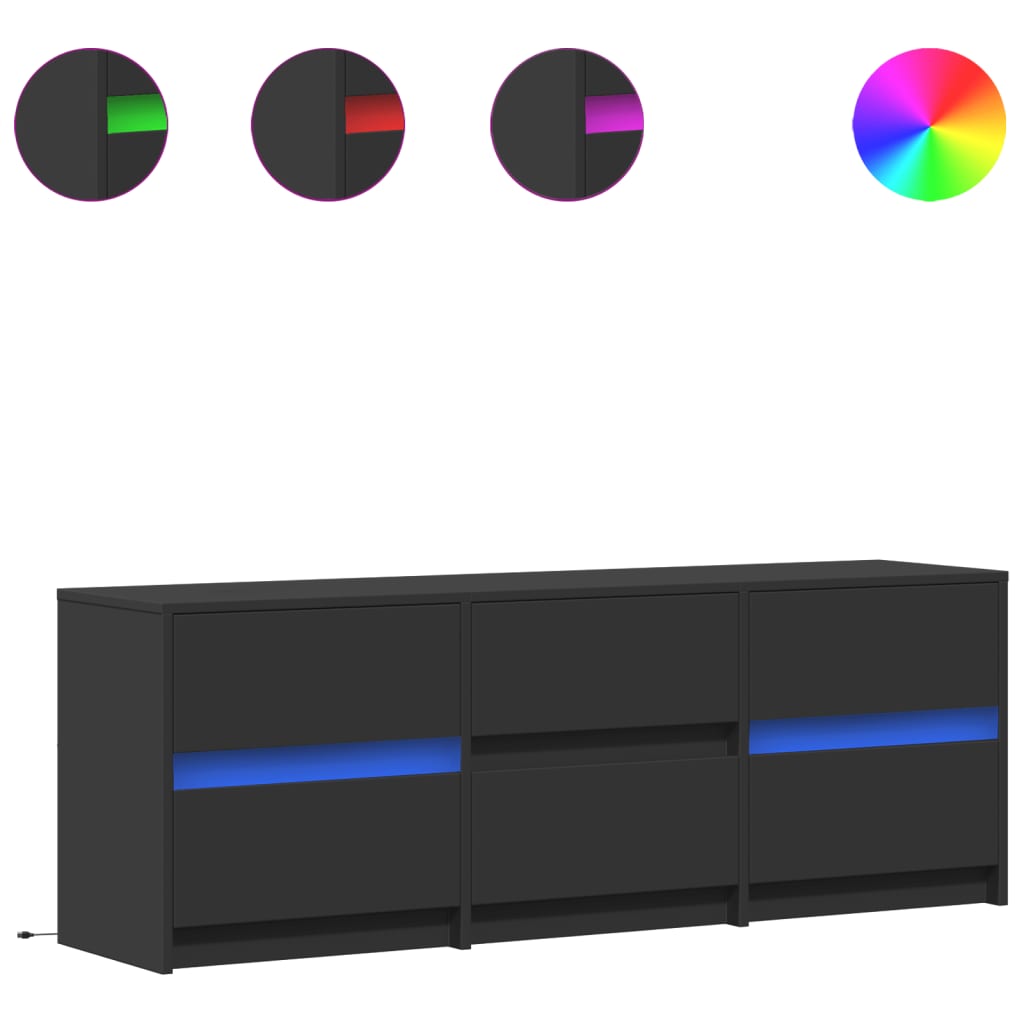 TV-Möbel Svart TV-Bänk LED 140x34x50 cm