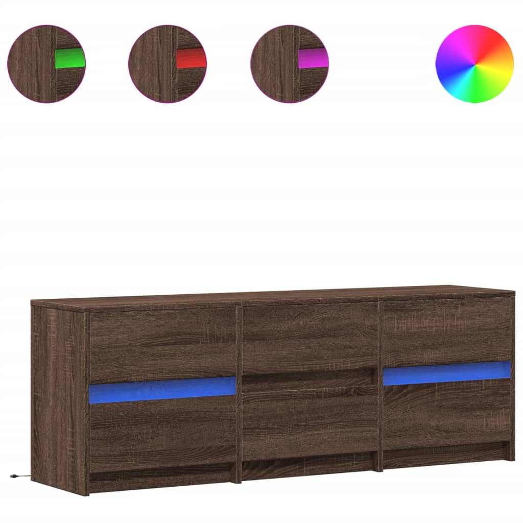 TV-Möbel Brun Ek TV-Bänk LED 140x34x50 cm