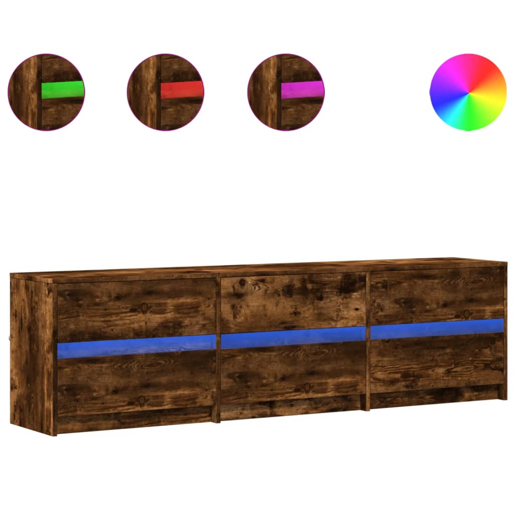 TV-Möbel Rökfärgad Ek TV-Bänk LED 180x34x50 cm