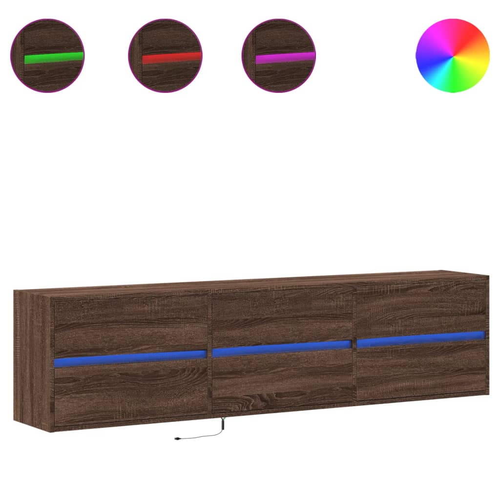 TV-Möbel Brun Ek TV-Bänk LED 180x31x45 cm
