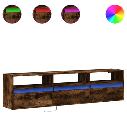 TV-Möbel Rökfärgad Ek Väggmonterad TV-Bänk LED 180x31x45 cm