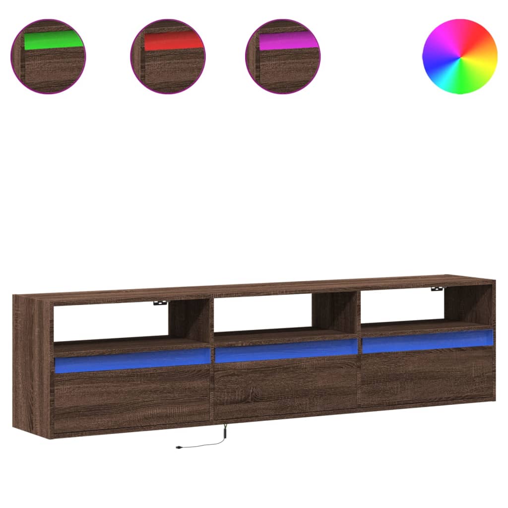 TV-Möbel Brun Ek TV-Bänk LED 180x31x45 cm