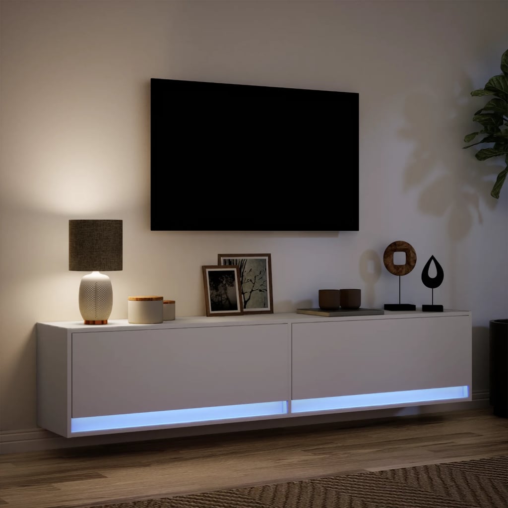 TV-Möbel Vit TV-Bänk LED 180x31x38 cm