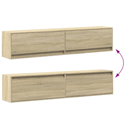 TV-Möbel Sonoma Ek Väggmonterad TV-Bänk LED 180x31x38 cm