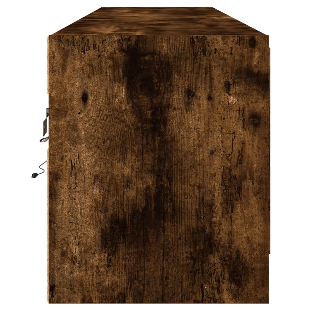 TV-Möbel Rökfärgad Ek Väggmonterad TV-Bänk LED 180x31x38 cm