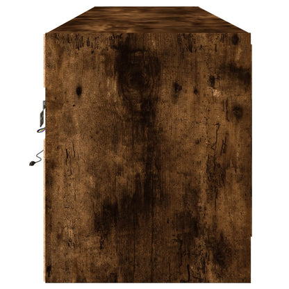 TV-Möbel Rökfärgad Ek Väggmonterad TV-Bänk LED 180x31x38 cm