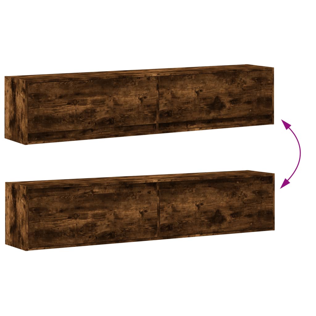 TV-Möbel Rökfärgad Ek Väggmonterad TV-Bänk LED 180x31x38 cm