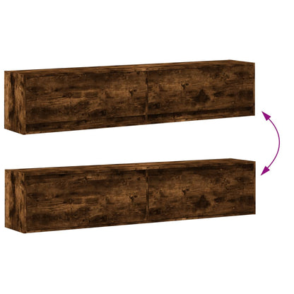 TV-Möbel Rökfärgad Ek Väggmonterad TV-Bänk LED 180x31x38 cm