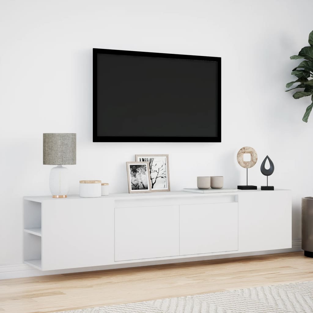 TV-Möbel Vit TV-Bänk LED 180x31x39,5 cm