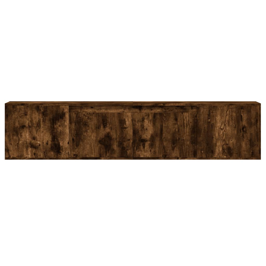 TV-Möbel Rökfärgad Ek Väggmonterad TV-Bänk LED 180x31x39,5 cm