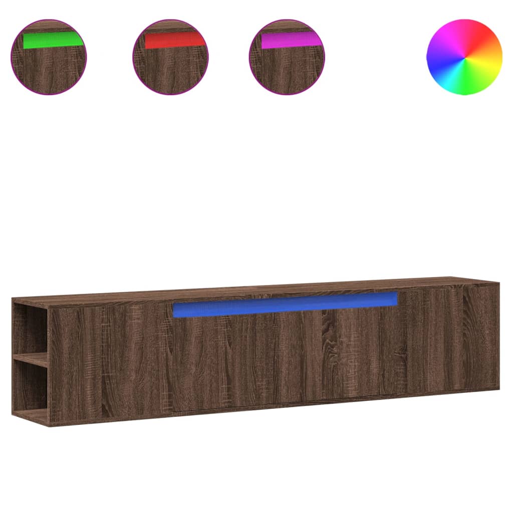 TV-Möbel Brun Ek TV-Bänk LED 180x31x39,5 cm