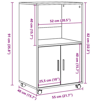 Skåp Svart med hjul 55x40x91 cm