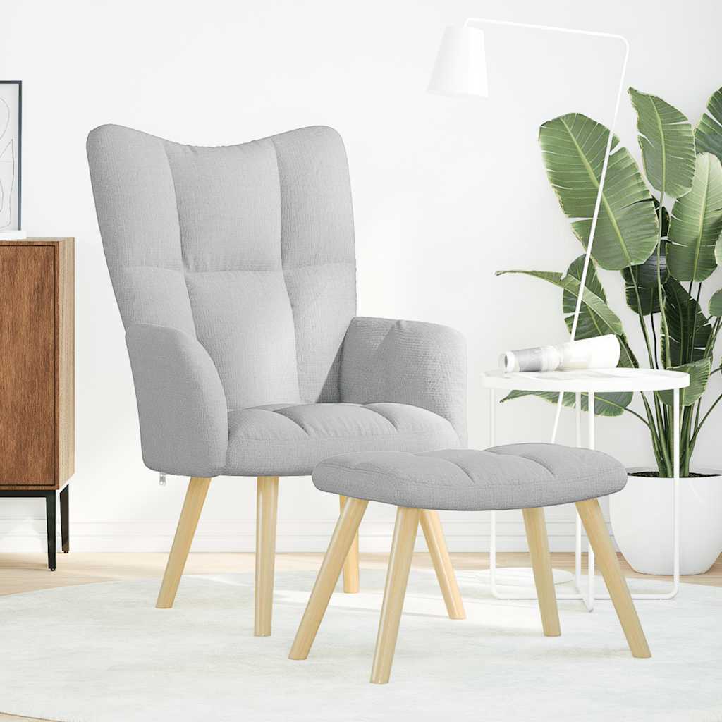 Fåtölj Grå med fotpall molngrått tyg