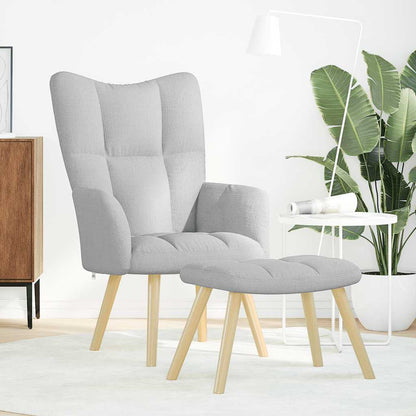 Fåtölj Grå med fotpall molngrått tyg