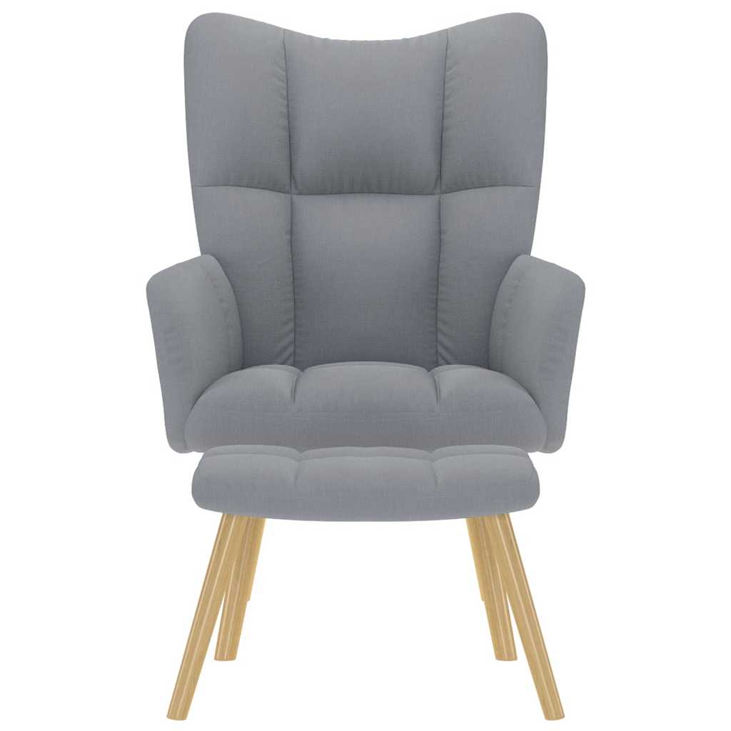Fåtölj Ljusgrå Vilstol med fotpall tyg