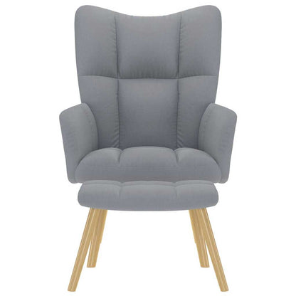 Fåtölj Ljusgrå Vilstol med fotpall tyg