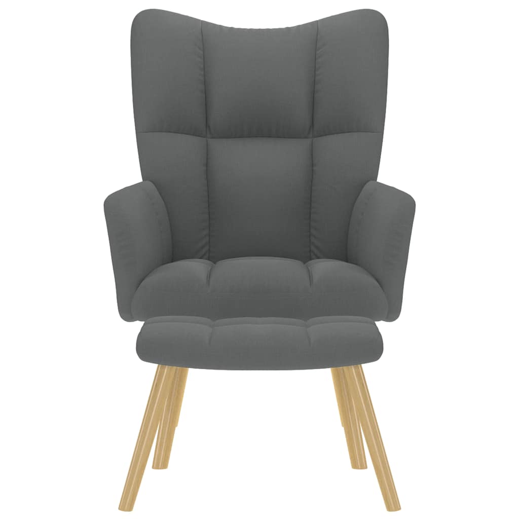 Fåtölj Mörkgrå Vilstol med fotpall tyg