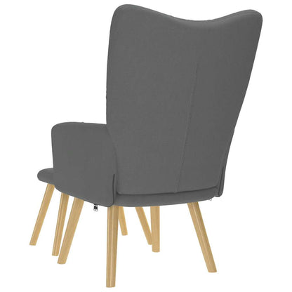 Fåtölj Mörkgrå Vilstol med fotpall tyg