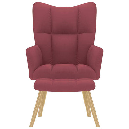 Fåtölj Vinröd Vilstol med fotpall tyg
