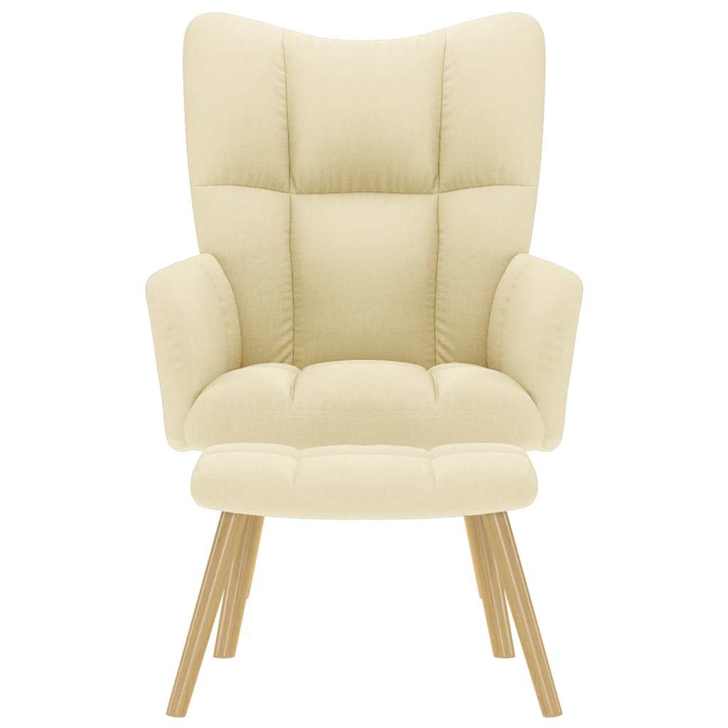 Fåtölj Gräddvit Vilstol med fotpall Tyg