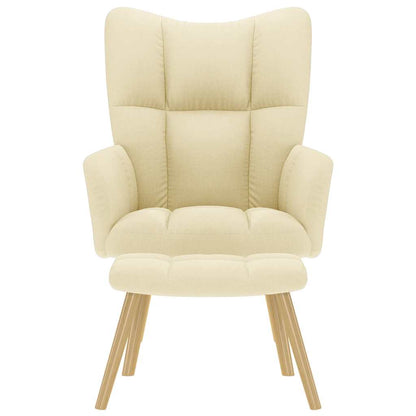 Fåtölj Gräddvit Vilstol med fotpall Tyg