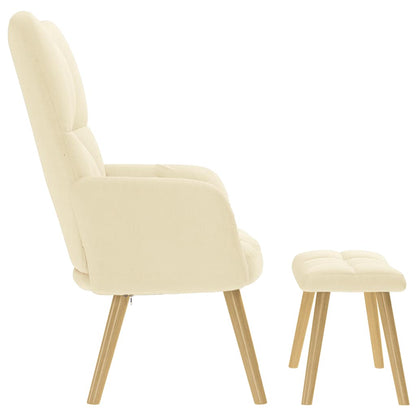 Fåtölj Gräddvit Vilstol med fotpall Tyg