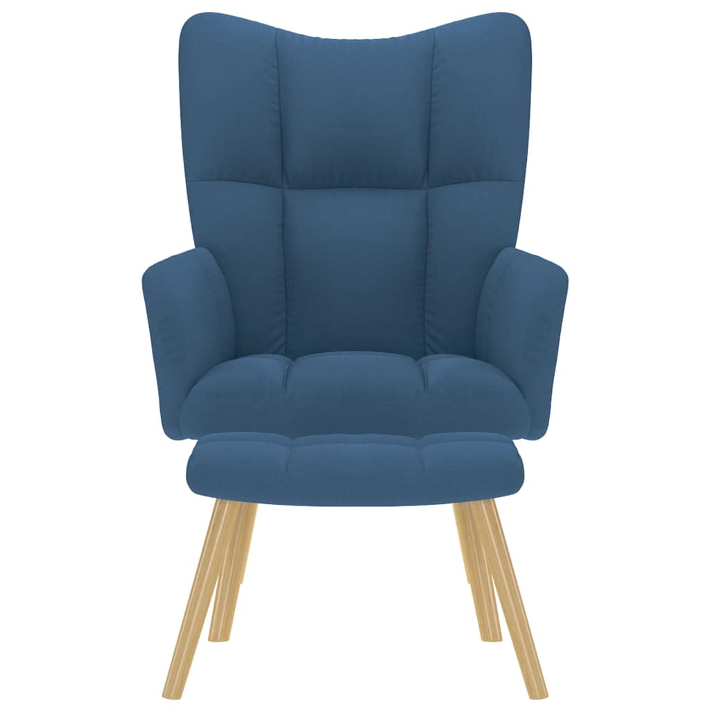 Fåtölj Blå Vilstol med fotpall Tyg