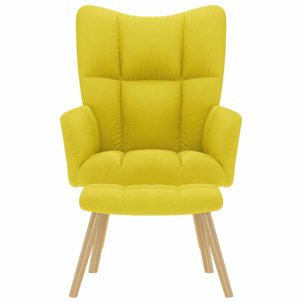 Fåtölj Gul Ljusgul med fotpall tyg