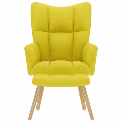 Fåtölj Gul Ljusgul med fotpall tyg