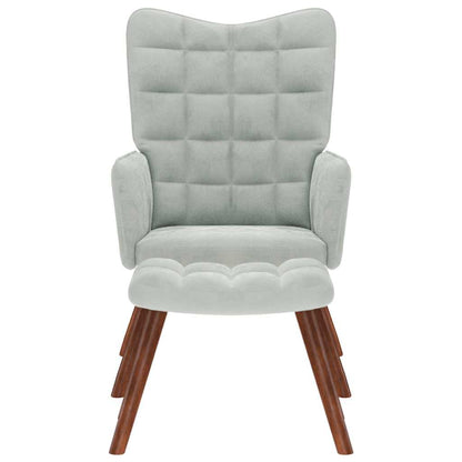 Fåtölj Ljusgrå Vilstol med fotpall sammet