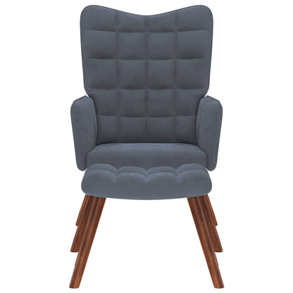 Fåtölj Mörkgrå Vilstol med fotpall sammet