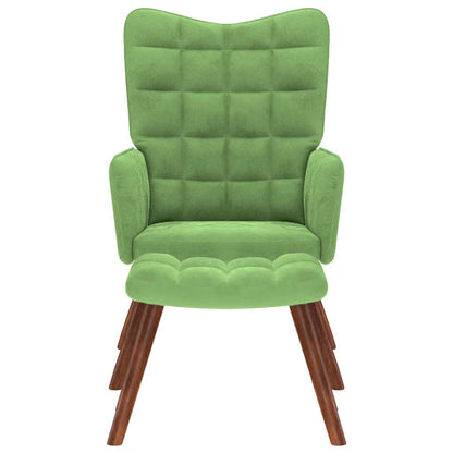 Fåtölj Grön Ljusgrön Vilstol med fotpall sammet