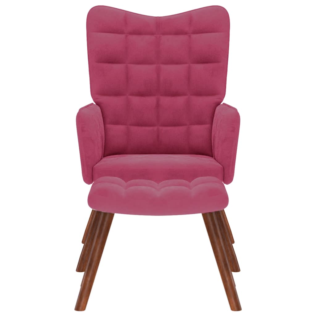 Fåtölj Vinröd Vilstol med fotpall sammet