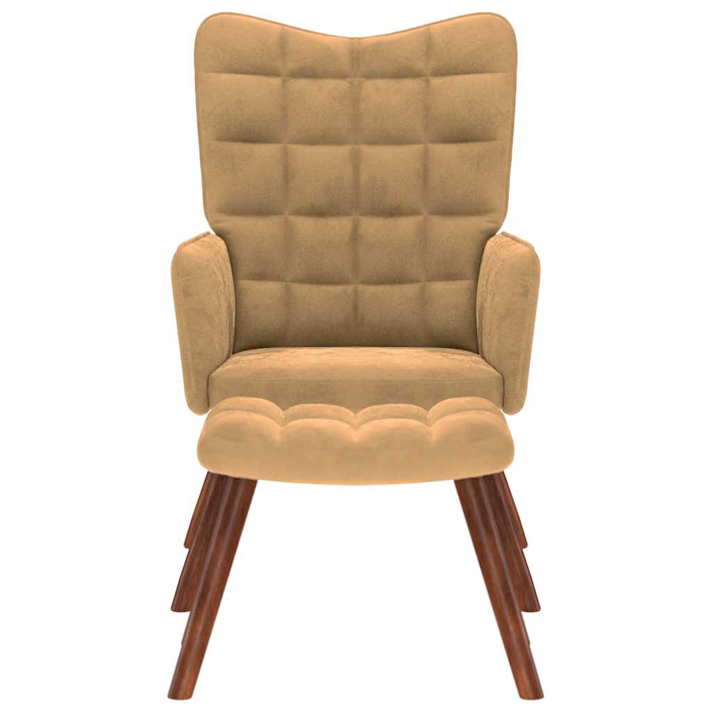 Fåtölj Brun Vilstol med fotpall sammet