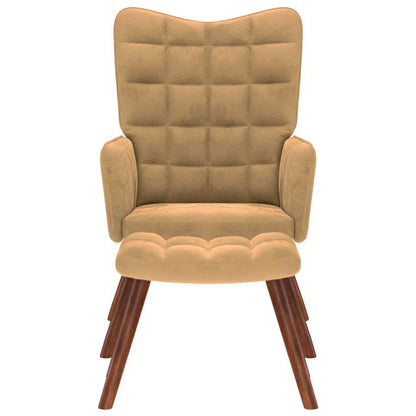 Fåtölj Brun Vilstol med fotpall sammet