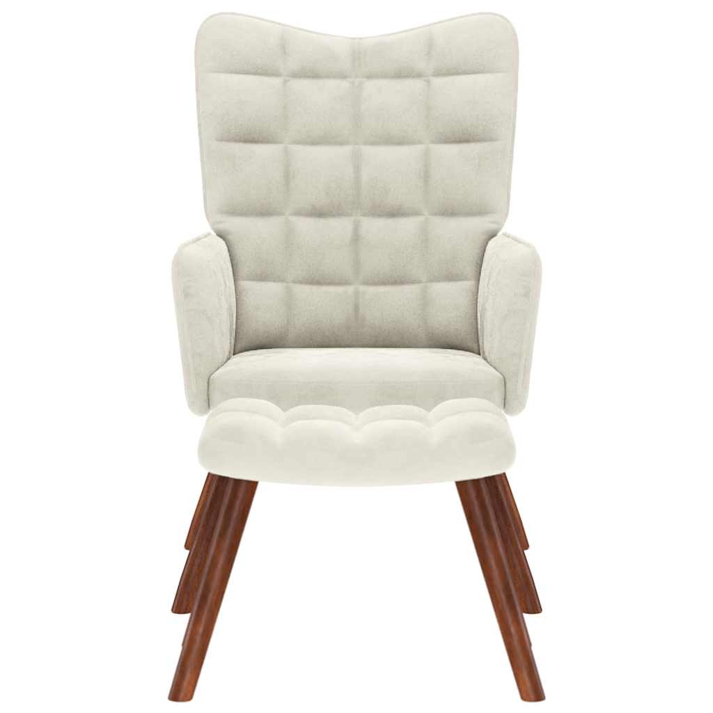 Fåtölj Gräddvit Vilstol med fotpall sammet