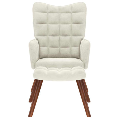 Fåtölj Gräddvit Vilstol med fotpall sammet