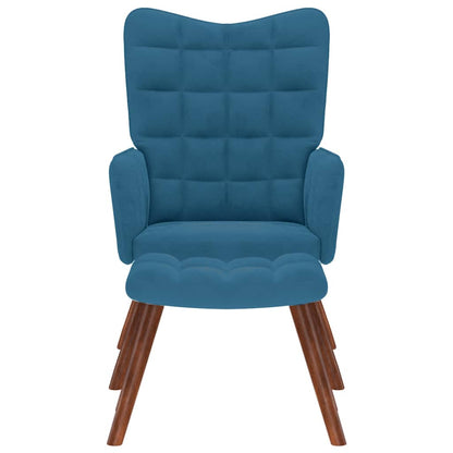 Fåtölj Blå Vilstol med fotpall sammet