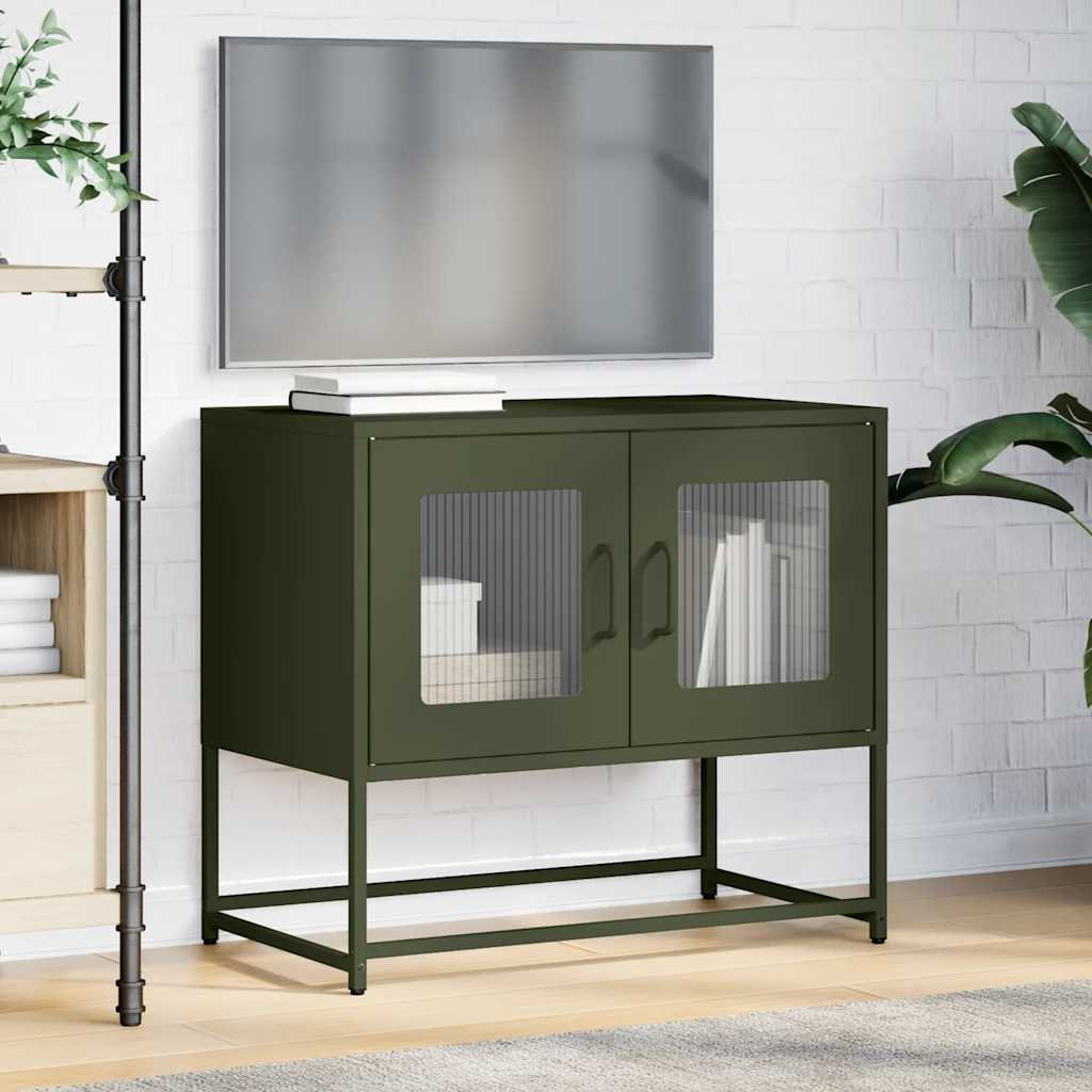 TV-Möbel DIV. TV-Bänk olivgrön 68x39x60,5 cm kallvalsat stål