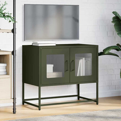TV-Möbel DIV. TV-Bänk olivgrön 68x39x60,5 cm kallvalsat stål