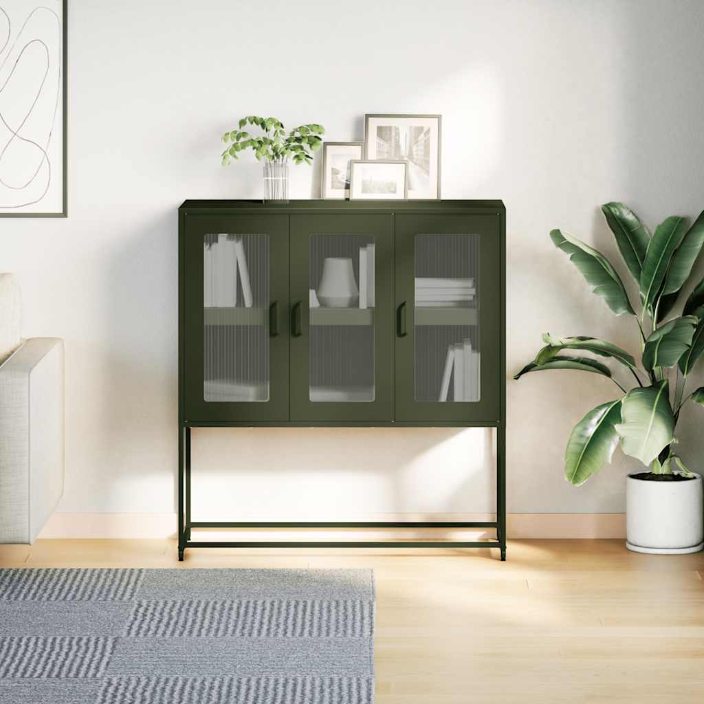 Skåp DIV. olivgrön 100,5x39x107 cm kallvalsat stål