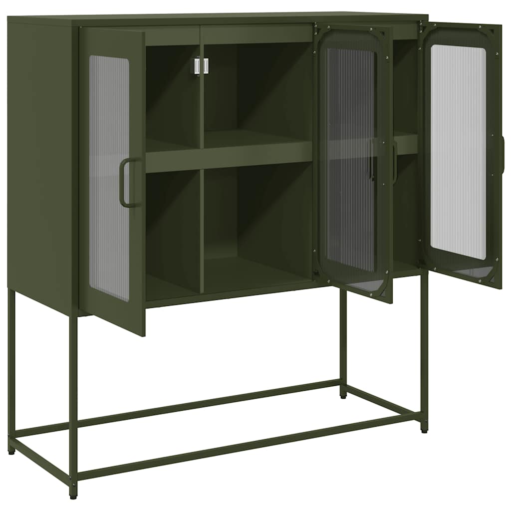 Skåp DIV. olivgrön 100,5x39x107 cm kallvalsat stål