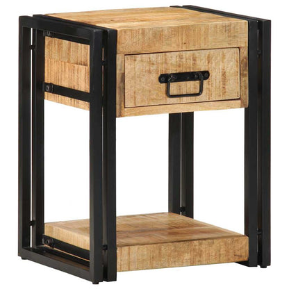 Sängbord 2 st 40x35x50 cm massivt grovt trä mango
