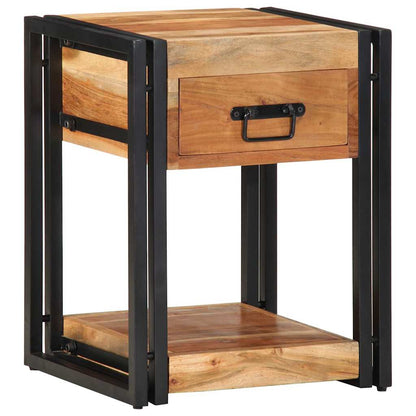 Sängbord Nattduksbord Trä med låda 2 pcs Brun 40 x 35 x 50 cm massivt akacia