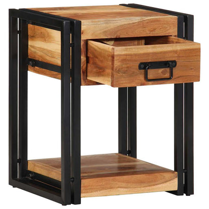 Sängbord Nattduksbord Trä med låda 2 pcs Brun 40 x 35 x 50 cm massivt akacia
