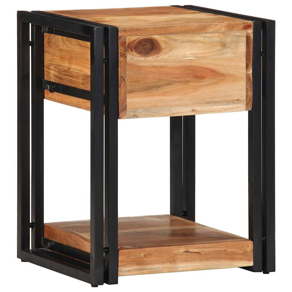 Sängbord Nattduksbord Trä med låda 2 pcs Brun 40 x 35 x 50 cm massivt akacia