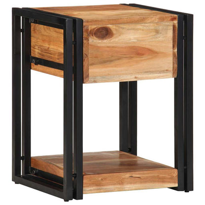 Sängbord Nattduksbord Trä med låda 2 pcs Brun 40 x 35 x 50 cm massivt akacia